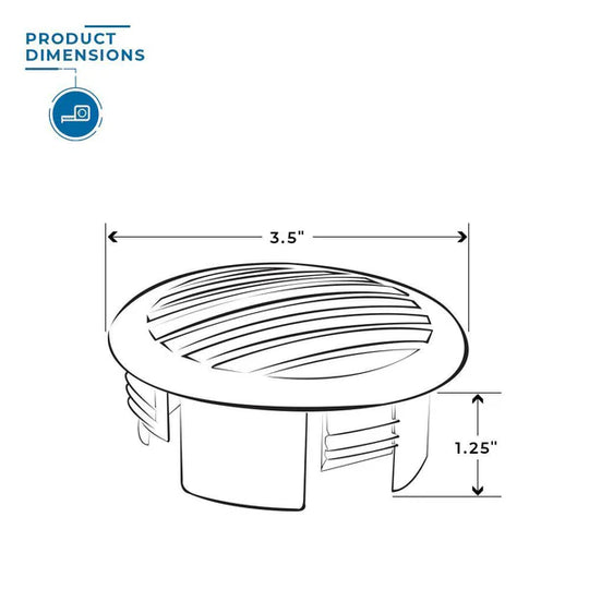 Grille de ventilation 3", habillage inox