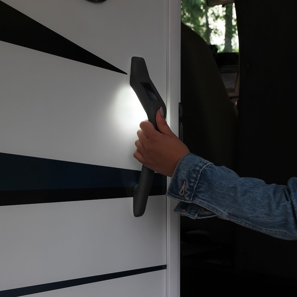 Black solar powered assist handle