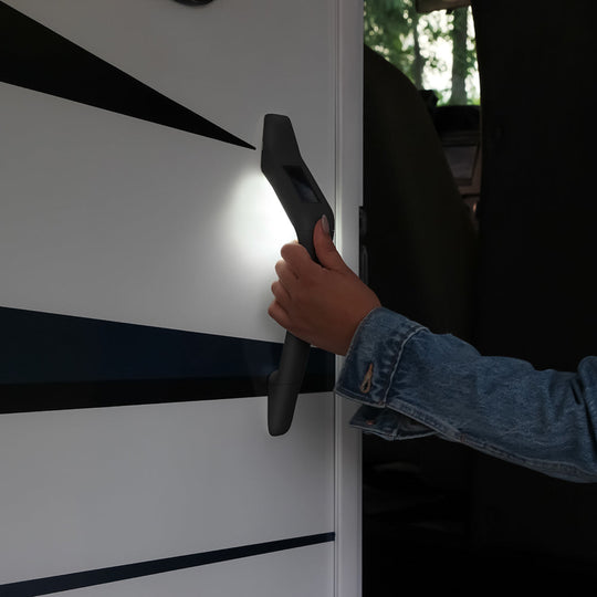 Black solar powered assist handle