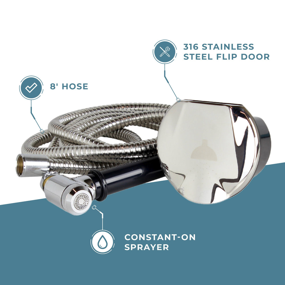 Stainless Steel Transom Shower – 2.44m (8ft) Hose