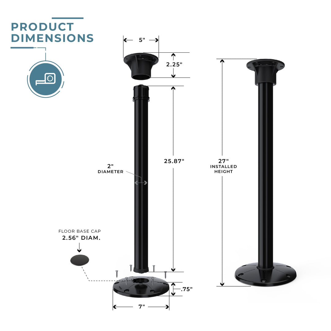 Redwood Leg Set - Black dimensions #colour_black